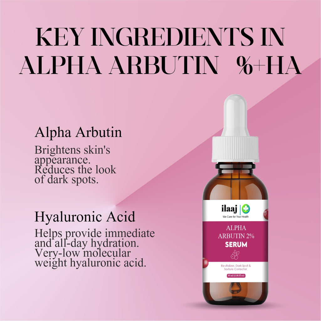 2% Alpha Arbutin & Hyaluronic Acid Face Serum | Fades Tan | Brightens Skin | 2% Alpha Arbutin Face Serum - 30ml | Treats Dark Spots | Evens Skin Tone