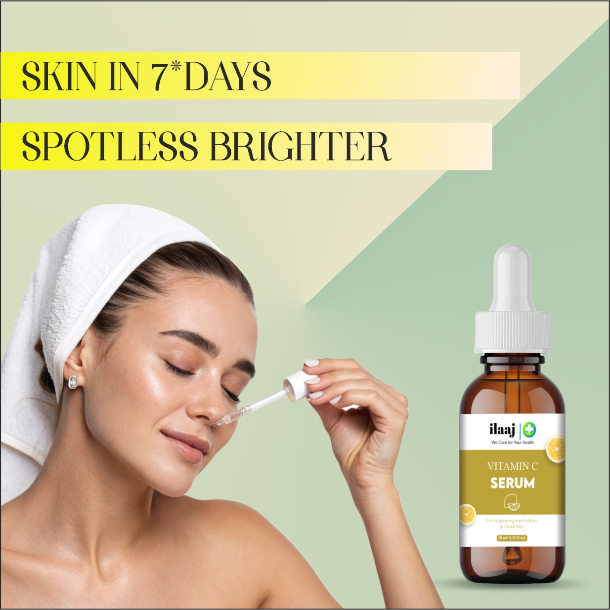 Ilaaj Vitamin C Face Serum, 30ml, For All Skin Types, Brightening and Anti-aging Formula with Ethyl Ascorbic Acid, PHA