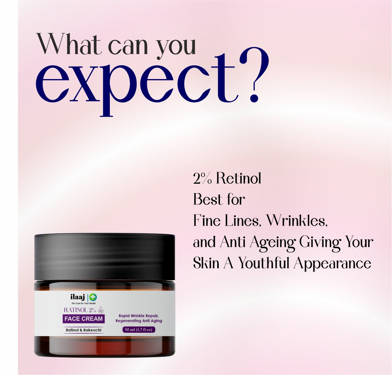 Retinol 2% Face Cream, Rapid Wrinkle Repair, Regenerating Anti Aging, with Bakeuchi, 50ml