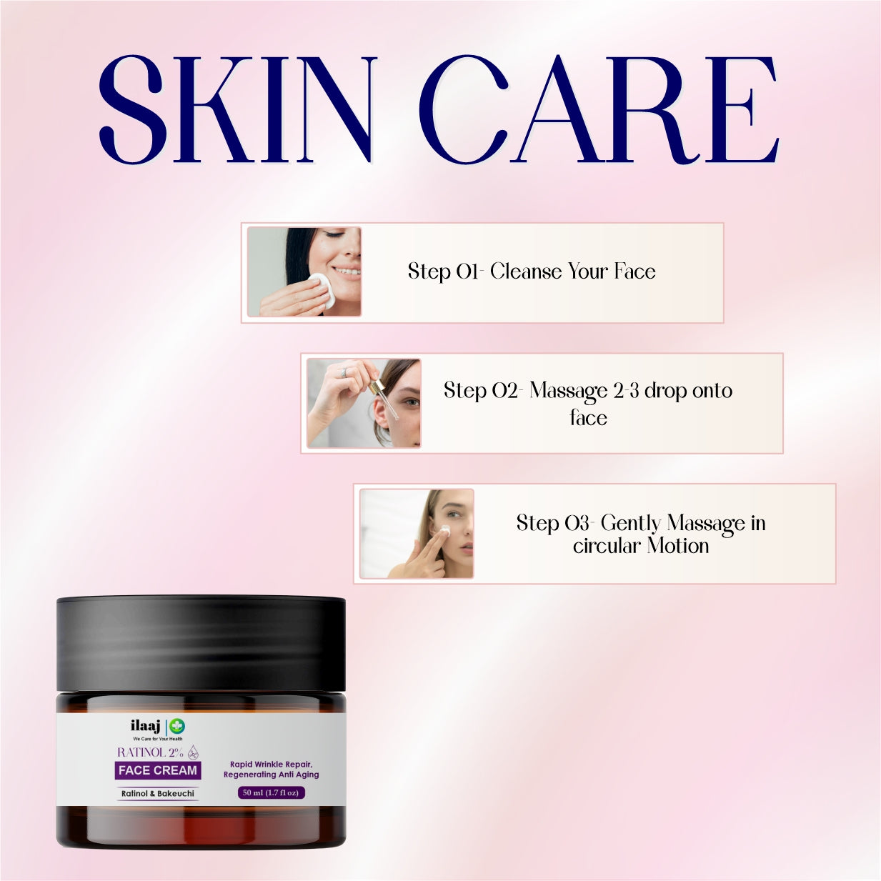 Retinol 2% Face Cream, Rapid Wrinkle Repair, Regenerating Anti Aging, with Bakeuchi, 50ml