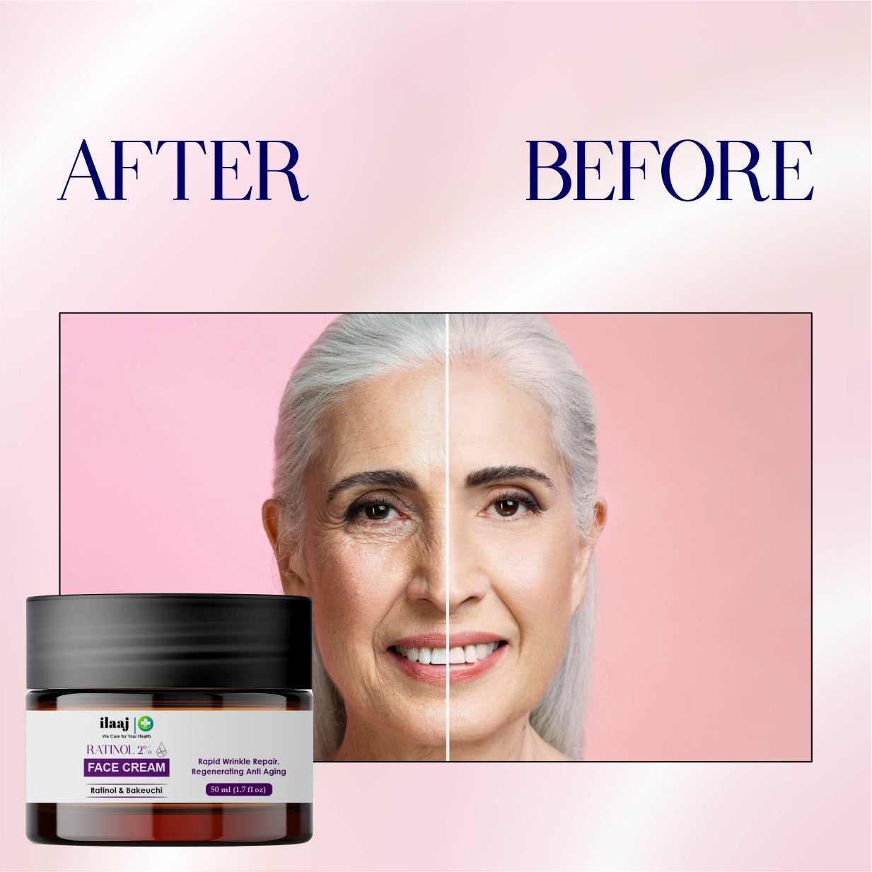 Retinol 2% Face Cream, Rapid Wrinkle Repair, Regenerating Anti Aging, with Bakeuchi, 50ml
