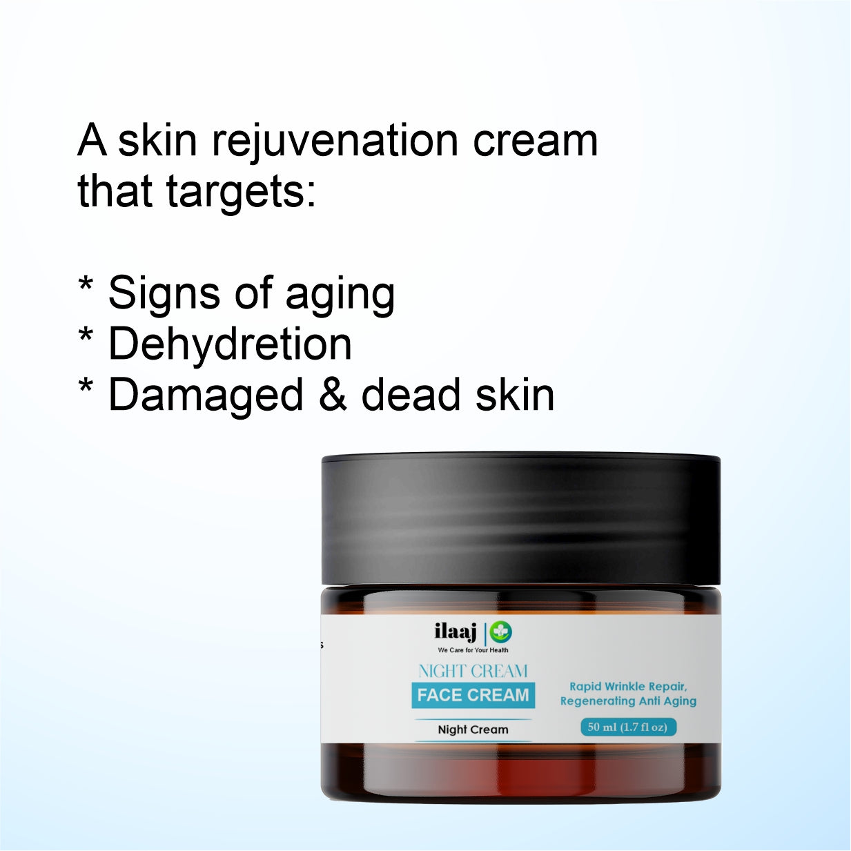 Ilaaj Night Cream Face Cream, Rapid Wrinkle Repair, Regenerating Anti Aging, 50 ml