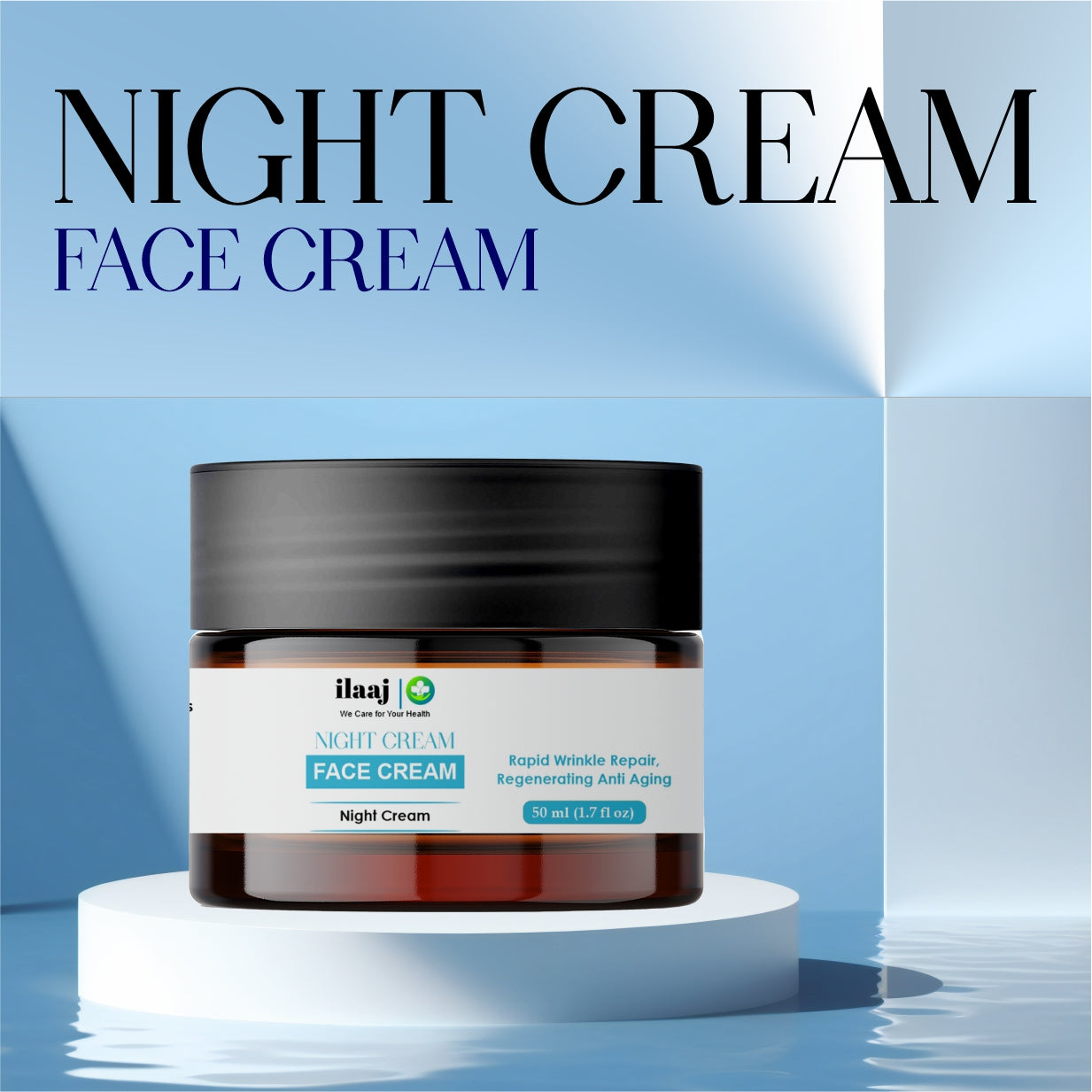 Ilaaj Night Cream Face Cream, Rapid Wrinkle Repair, Regenerating Anti Aging, 50 ml