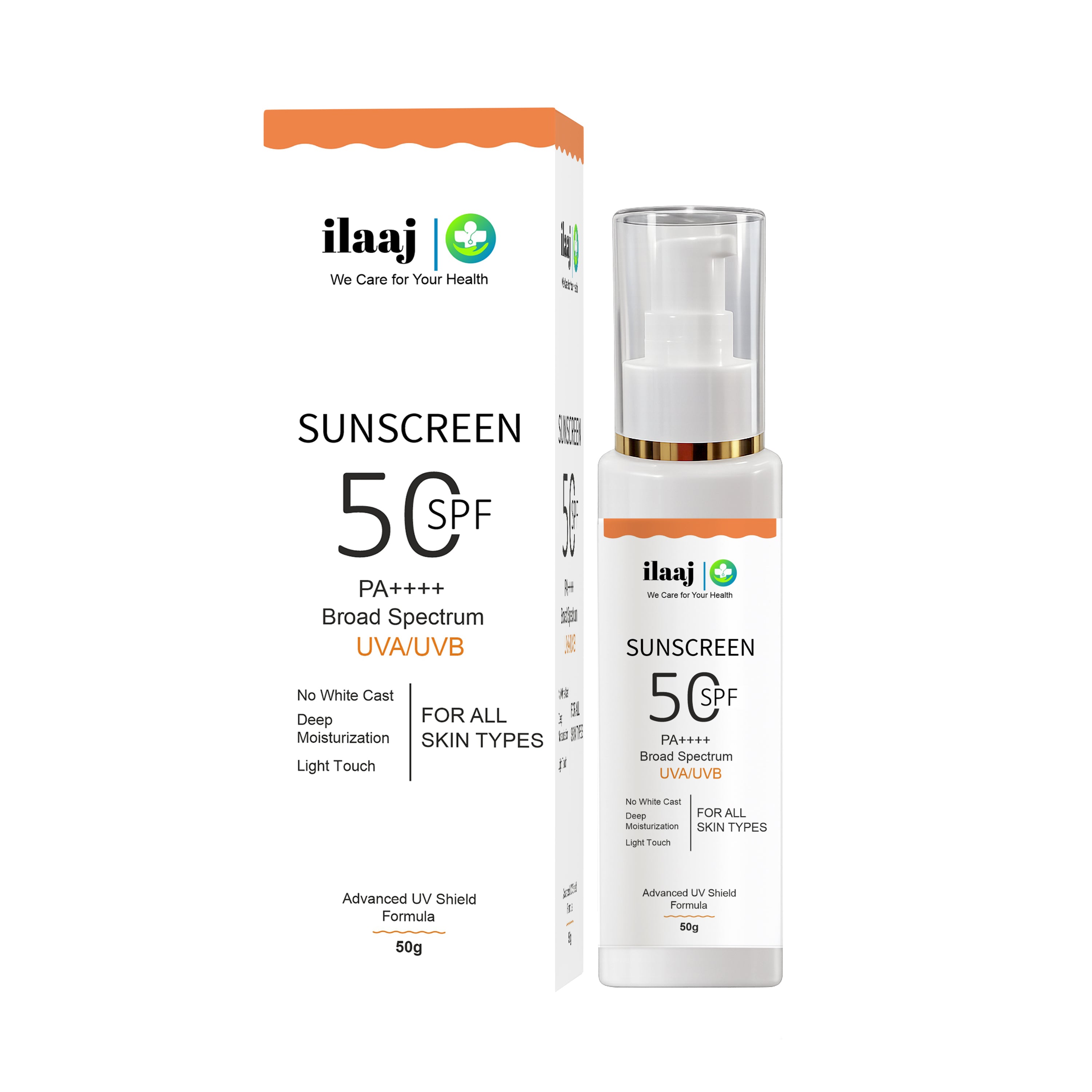 Sunscreen SPF 50 PA++++ Broad Spectrum UVA UVB Protection Lightweight Non Greasy No White Cast Moisturizing Formula for All Skin Types  Advanced UV Shield